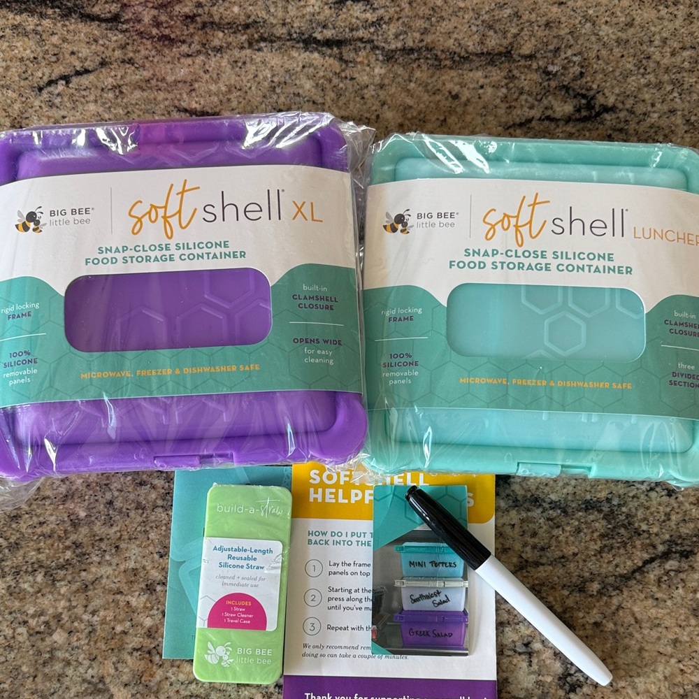 Soft Shell XL and Luncher Silicone Food Storage Containers - Purple and Teal